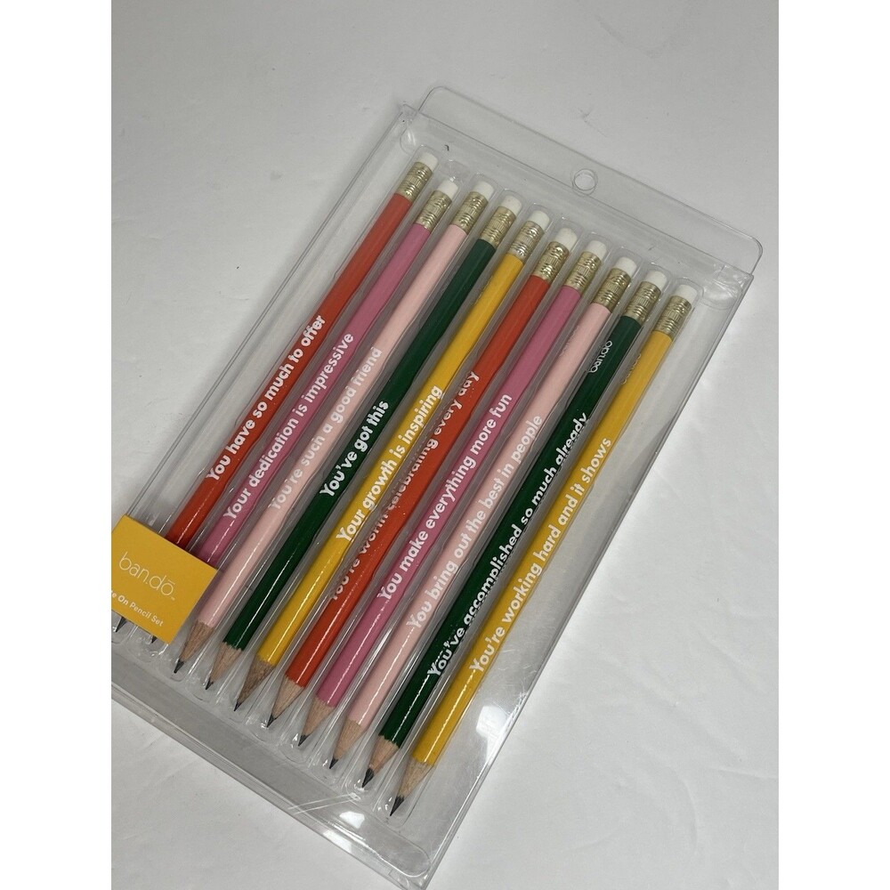 Bando Ban.do Motivational Pencil Set Of 10 NEW #2 Graphite Pencils